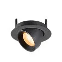 SLV Luminaria empotrable para techos NUMINOS® GIMBLE XS redondo, apto para puestos de trabajo VDU IP20, negro, barnizado regulable