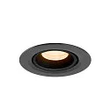 SLV Luminaria empotrable para techos NUMINOS® GIMBLE XS redondo, apto para puestos de trabajo VDU IP20, negro, barnizado regulable