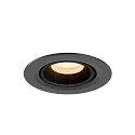 SLV Luminaria empotrable para techos NUMINOS® GIMBLE XS redondo, apto para puestos de trabajo VDU IP20, negro, barnizado regulable