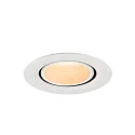 SLV Luminaria empotrable para techos NUMINOS® GIMBLE XS redondo, apto para puestos de trabajo VDU IP20, blanco, barnizado regulable