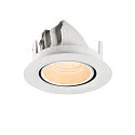 SLV Luminaria empotrable para techos NUMINOS® GIMBLE XS redondo, apto para puestos de trabajo VDU IP20, blanco, barnizado regulable