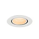 SLV Luminaria empotrable para techos NUMINOS® GIMBLE XS redondo, apto para puestos de trabajo VDU IP20, blanco, barnizado regulable