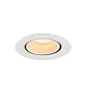 SLV Luminaria empotrable para techos NUMINOS® GIMBLE XS redondo, apto para puestos de trabajo VDU IP20, blanco, barnizado regulable
