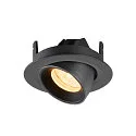 SLV Luminaria empotrable para techos NUMINOS® GIMBLE XS redondo, apto para puestos de trabajo VDU IP20, negro, barnizado regulable