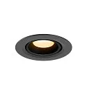 SLV Luminaria empotrable para techos NUMINOS® GIMBLE XS redondo, apto para puestos de trabajo VDU IP20, negro, barnizado regulable