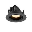 SLV Luminaria empotrable para techos NUMINOS® GIMBLE XS redondo, apto para puestos de trabajo VDU IP20, negro, barnizado regulable
