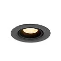 SLV Luminaria empotrable para techos NUMINOS® GIMBLE XS redondo, apto para puestos de trabajo VDU IP20, negro, barnizado regulable