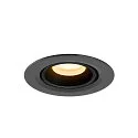 SLV Luminaria empotrable para techos NUMINOS® GIMBLE XS redondo, apto para puestos de trabajo VDU IP20, negro, barnizado regulable