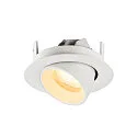 SLV Luminaria empotrable para techos NUMINOS® GIMBLE XS redondo, apto para puestos de trabajo VDU IP20, blanco, barnizado regulable