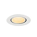 SLV Luminaria empotrable para techos NUMINOS® GIMBLE XS redondo, apto para puestos de trabajo VDU IP20, blanco, barnizado regulable