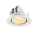 SLV Luminaria empotrable para techos NUMINOS® GIMBLE XS redondo, apto para puestos de trabajo VDU IP20, blanco, barnizado regulable