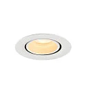 SLV Luminaria empotrable para techos NUMINOS® GIMBLE XS redondo, apto para puestos de trabajo VDU IP20, blanco, barnizado regulable