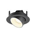 SLV Luminaria empotrable para techos NUMINOS® GIMBLE XS redondo, apto para puestos de trabajo VDU IP20, negro, blanco