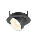 SLV Luminaria empotrable para techos NUMINOS® GIMBLE XS redondo, apto para puestos de trabajo VDU IP20, negro, blanco