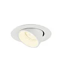 SLV Luminaria empotrable para techos NUMINOS® GIMBLE XS redondo, apto para puestos de trabajo VDU IP20, blanco, barnizado regulable