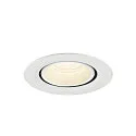 SLV Luminaria empotrable para techos NUMINOS® GIMBLE XS redondo, apto para puestos de trabajo VDU IP20, blanco, barnizado regulable