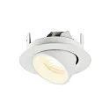 SLV Luminaria empotrable para techos NUMINOS® GIMBLE XS redondo, apto para puestos de trabajo VDU IP20, blanco, barnizado regulable