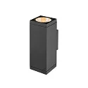 SLV outdoor wall luminaire THEO PRO L UP/DOWN large, square, DALI controllable, sea-air resistant IP65, anthracite