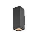 SLV outdoor wall luminaire THEO PRO L UP/DOWN large, square, DALI controllable, sea-air resistant IP65, anthracite