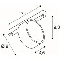 track spot KALU 2.0 DALI cylindrical, DALI controllable, UGR < 19, cardanic swivelling IP20, black dimmable