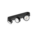 SLV Luminaria de pared y techo KALU 2.0 TRIPLE PHASE de 3 llamas, UGR < 19, giro cardánico IP20, negro regulable
