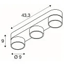 SLV Luminaria de pared y techo KALU 2.0 TRIPLE PHASE de 3 llamas, UGR < 19, giro cardánico IP20, blanco regulable