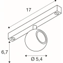 SLV Proyector para raíl DYSKO 48V DALI (STANDARD TRACK) ajustable, en forma de bala IP20, negro regulable