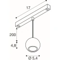 SLV Luminaria colgante de raíl DYSKO 48V PD DALI abajo, controlable por DALI IP20, negro regulable