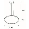 SLV Luminaria colgante PANEL 60 redondo, apto para puestos de trabajo VDU IP20, gris regulable