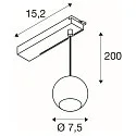 Luminaria colgante de 1 fase LIGHT EYE® 2.0 abajo, conmutable, en forma de bala IP20, negro mate 