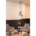 SLV Luminaria colgante LISENNE E27, gris, color humo regulable