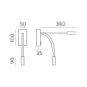ACB reading lamp CIO 16/3239 with switch, adjustable IP20, black
