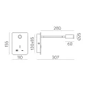 ACB wall luminaire SENDA 16/3835 with switch, with USB connection, adjustable IP20, black