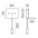 Luminaria para leer CALMA 16/3836 con interruptor, con conexión USB, ajustable IP20, blanco