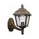 Luminaria de pared para exteriores TYPE NO 1812 arriba, angular E27 IP44, marrón, latón satinado regulable