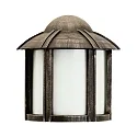 Outdoor Wall luminaire Type No. 3221, half round with roof, IP44, E27 QA55 max. 57W, cast alu / opal glass, brown brass matt
