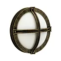 Outdoor Wall and Ceiling luminaire Type No. 6230, round, Ø 28cm, IP44, E27 QA55 max. 57W, cast alu, acrylic, brown brass