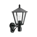 Luminaria de pared para exteriores TYPE NO 1814 arriba, con detector de movimiento E27 IP44, negro mate 