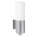 Luminaria de pared para exteriores TYPE NO 0278 regulable, con detector de movimiento IP54, plata mate regulable