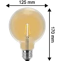 HWH Bombilla filamento Globe G125 E27 2W 160lm 2200K 300° CRI >80 