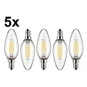 Lámpara de filamento LED juego de 5 E14 4,5W 470lm 2700K 300° CRI > 80 