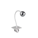 Brumberg Recessed LED reading luminaire ARCUS, IP20, square, flex arm + switch, for cavity wall boxes, 4.5W 360lm 43°, white / chrome