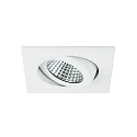 Brumberg Recessed outdoor LED spot set, IP65, square, 230V AC, 6W 3000K 650lm 38°, swivelling, white