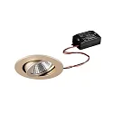 Recessed LED spot, IP20, round, 230V AC, 6W 3000K 640lm 38°, swivelling 20°, matt champaign
