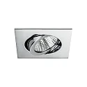 Brumberg Recessed LED spot set incl. converter, IP20, square, 230V, 7W 2700K 740lm 38°, swivelling 30°, chrome