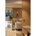 Brumberg Luminaria de pedestal BRENTHIS abajo, rígido E27 IP20, madera, negro 