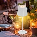 CMD Creative Metalldesign Lámpara de mesa a pilas con conexión USB IP44, recubrimiento con polvo, blanco mate regulable