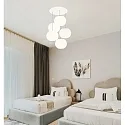 Luminaria colgante ACAI 26 de 5 llamas, redondo E27 IP20, mate, blanco opalino regulable