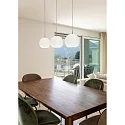 Casablanca Luminaria colgante BALL de 3 llamas, corto, regulable E27 IP20, aluminio cepillado, ópalo, blanco mate regulable