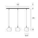 Casablanca Luminaria colgante BALL de 3 llamas, corto, regulable E27 IP20, aluminio cepillado, ópalo, blanco mate regulable
